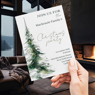 Invitación de fiesta de Navidad con árbol moderno 