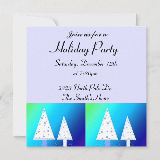 Invitación de fiesta de Navidad con árboles de Nav (Anverso)