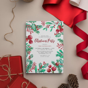 Invitación de fiesta de Navidad con azafrán y baya