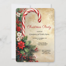 Invitación de fiesta de Navidad con bastón de cara
