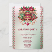 Invitación de fiesta de Navidad con campanas ornam