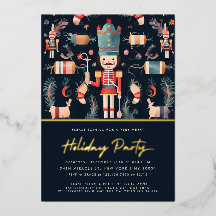 Invitación de fiesta de Navidad con cascanueces ro