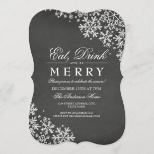 Invitación de fiesta de Navidad con copo de nieve