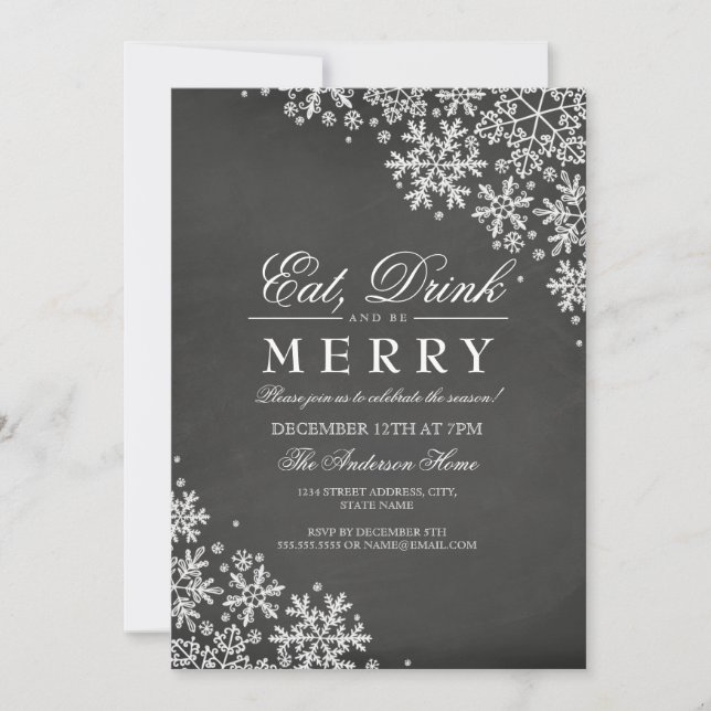 Invitación de fiesta de Navidad con copo de nieve  (Anverso)