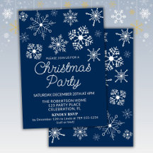 Invitación de fiesta de Navidad con copos de nieve