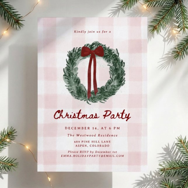 Invitación de fiesta de Navidad con corona de acua (Subido por el creador)