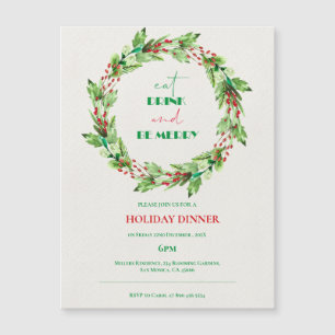 Invitación de fiesta de Navidad con corona de hoja