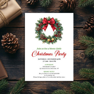 Invitación de fiesta de Navidad con corona de pino