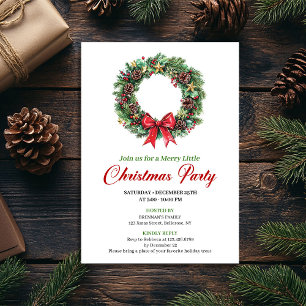 Invitación de fiesta de Navidad con corona de pino