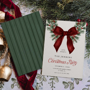 Invitación de fiesta de Navidad con corona elegant