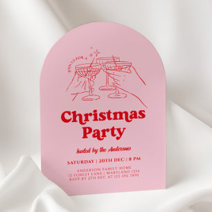 Invitación de fiesta de Navidad con dibujos retro