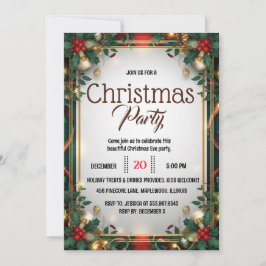 Invitación de fiesta de Navidad con elegante marco