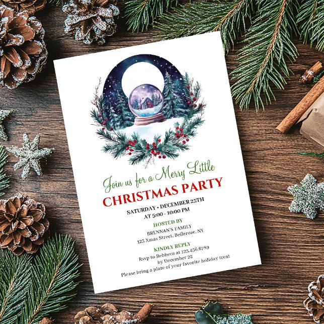 Invitación de fiesta de Navidad con escena minimal (Minimalist Christmas Scene Watercolor Party Invite)