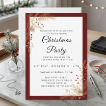 Invitación de fiesta de Navidad con escritura clás