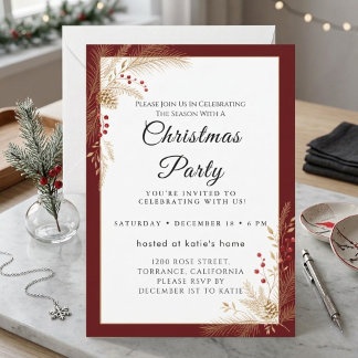 Invitación de fiesta de Navidad con escritura clás