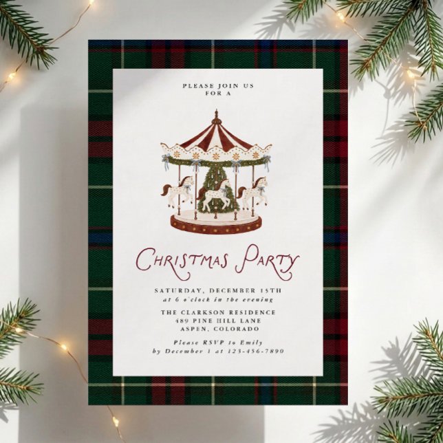 Invitación de fiesta de Navidad con estampado de c (Subido por el creador)