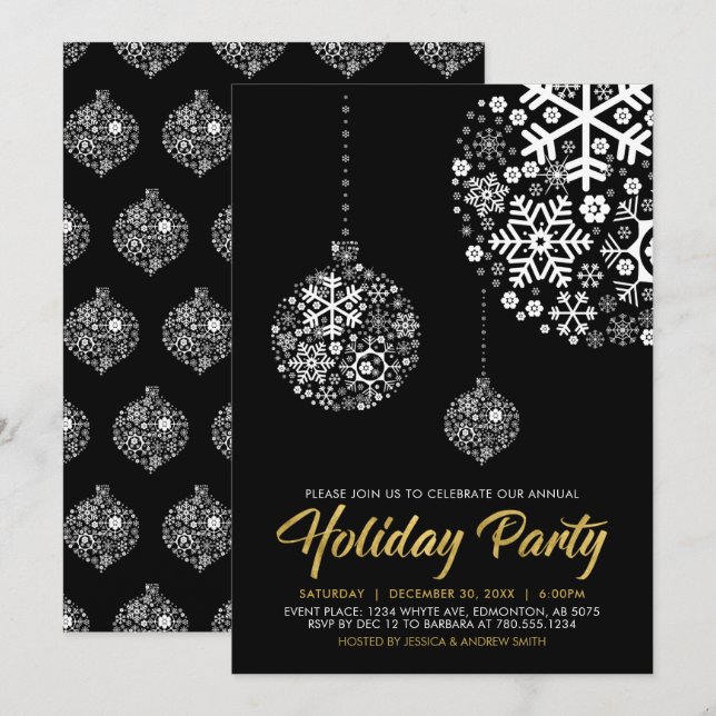 Invitación de fiesta de Navidad con estilo Gold &  (Anverso / Reverso)