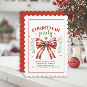 Invitación de fiesta de Navidad con lazo Coquette