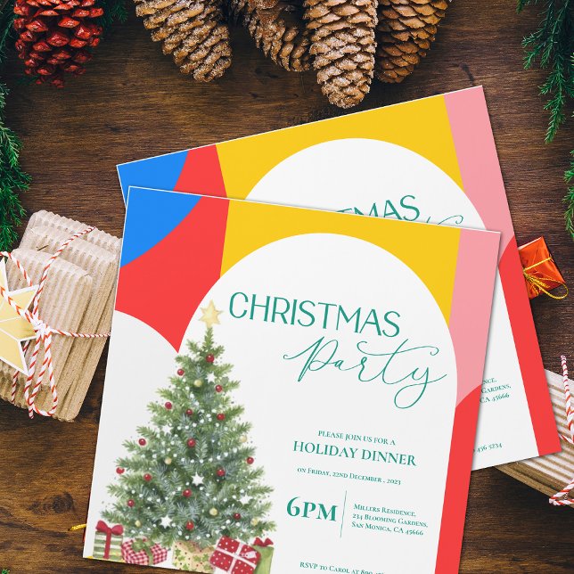 Invitación de fiesta de Navidad con patrón abstrac (Abstract Pattern Christmas Party Invitation)