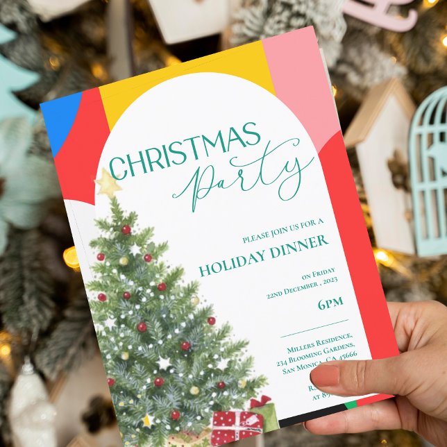 Invitación de fiesta de Navidad con patrón abstrac (Abstract Pattern Christmas Party Invitation Postcard)
