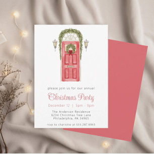 Invitación de fiesta de Navidad con puerta princip