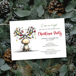 Invitación de fiesta de Navidad con renos capricho