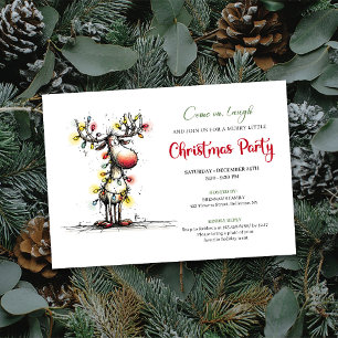 Invitación de fiesta de Navidad con renos peculiar