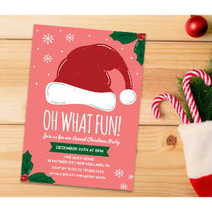 Invitación de fiesta de Navidad con sombrero de Sa