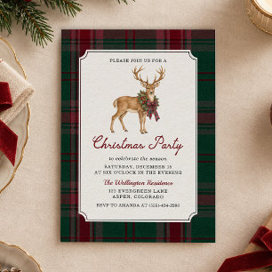 Invitación de fiesta de Navidad con tartán de cier