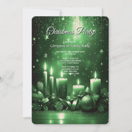 Invitación de fiesta de Navidad con velas verdes