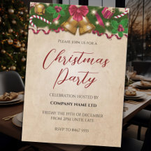 Invitación de fiesta de Navidad corporativa vintag