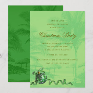 Invitación de fiesta de Navidad costera con palmer