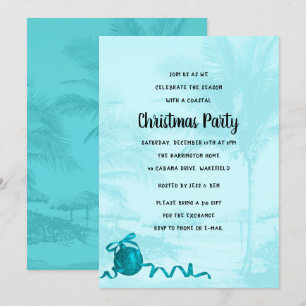 Invitación de fiesta de Navidad costera con palmer