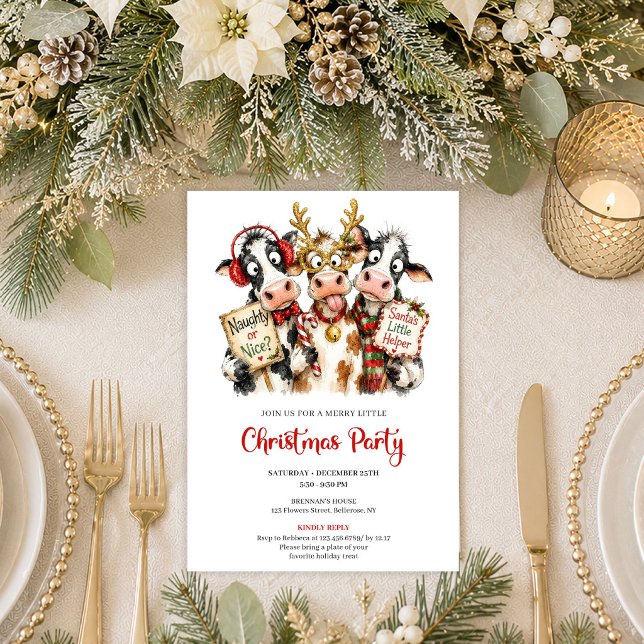 Invitación de fiesta de Navidad de animales encant (Charming Quirky Animals Christmas Party Invitation Art

)