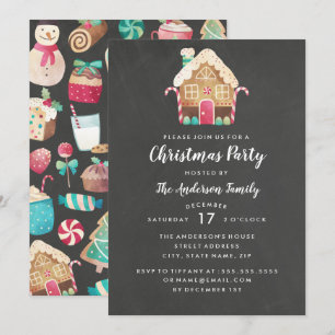 Invitación de fiesta de Navidad de casa de jengibr