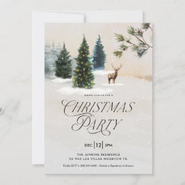 Invitación de fiesta de Navidad de elegante pino