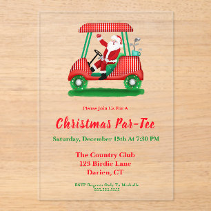 Invitación de fiesta de Navidad de golf de Santa e