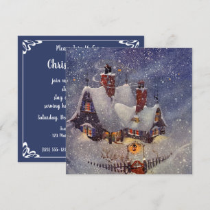 Invitación de fiesta de Navidad de invierno vintag