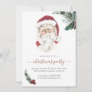Invitación de fiesta de Navidad de Papá Noel vinta