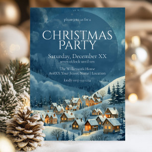 Invitación de fiesta de Navidad de pueblo invernal