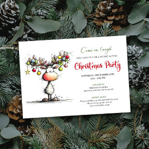 Invitación de fiesta de Navidad de reno chic y ext