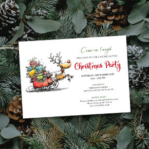 Invitación de fiesta de Navidad de reno trendy y e