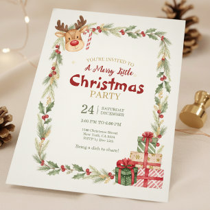Invitación de fiesta de Navidad de renos caprichos