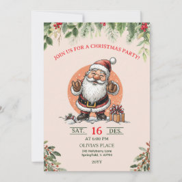 Invitación de fiesta de Navidad de Santa adorable
