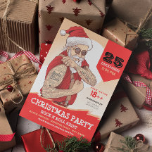 Invitación de fiesta de Navidad de Santa Claus Roc