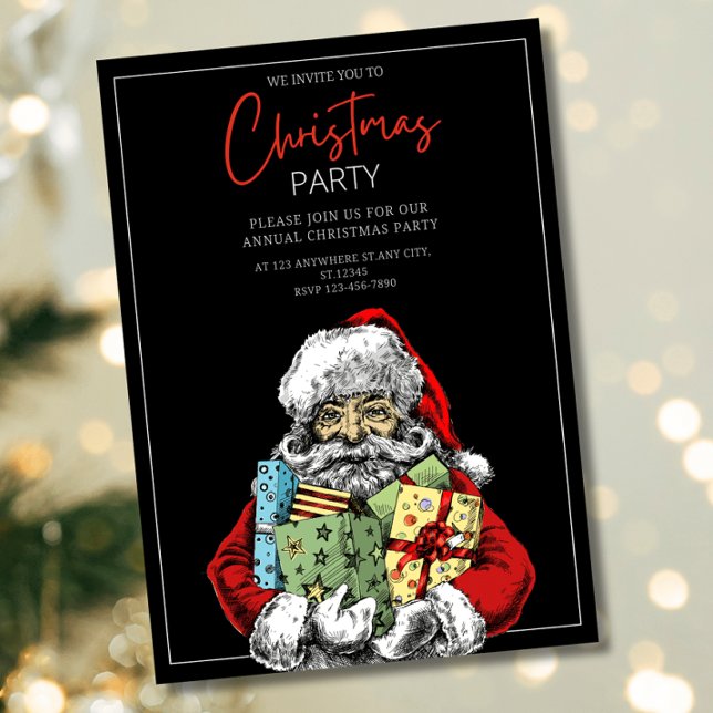 Invitación de fiesta de Navidad de Santa minimalis (Subido por el creador)