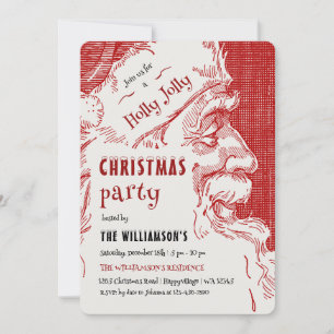 Invitación de fiesta de Navidad de Santa vintage