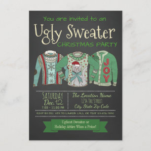 Invitación de fiesta de Navidad de suéter feo con