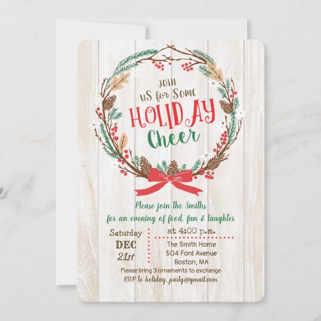 Invitación de fiesta de Navidad de vacaciones de c (Anverso)