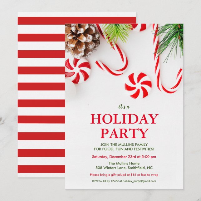 Invitación de fiesta de Navidad de vacaciones de i (Anverso / Reverso)